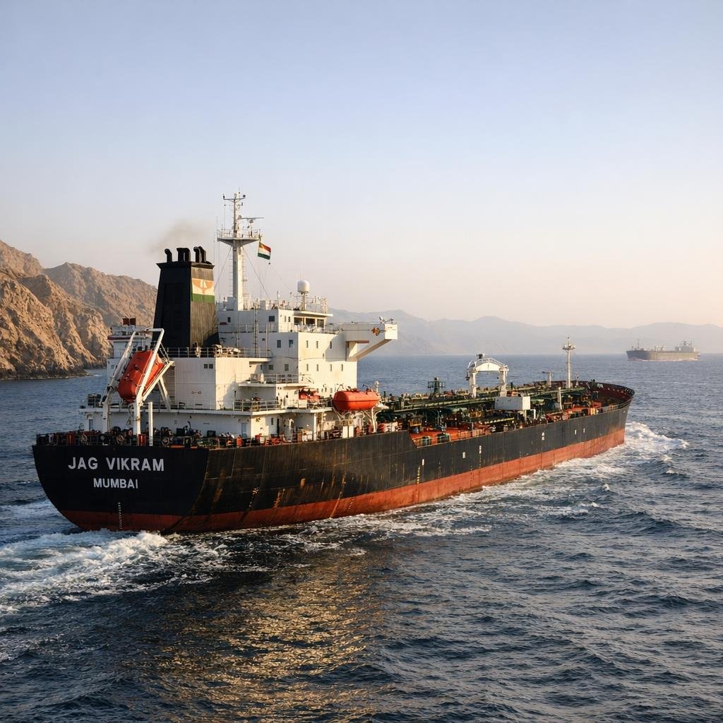 भारतीय एलपीजी टैंकर जग विक्रम ने होरमुज़ जलडमरूमध्य पार किया, जो अमेरिका-ईरान संघर्षविराम के बाद पहली पारगमन है। यह टैंकर 10 और 11 अप्रैल, 2026 के बीच इस रणनीतिक मार्ग से गुजरा और अब ओमान की खाड़ी में पूर्व की ओर बढ़ रहा है।